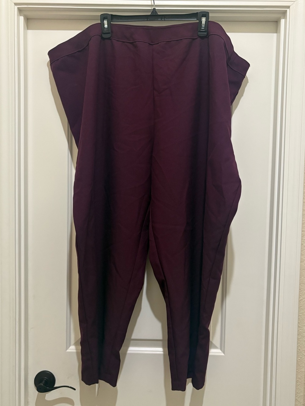 Plus Size Wide Leg Bend Over Pants Dark Berry 30WP